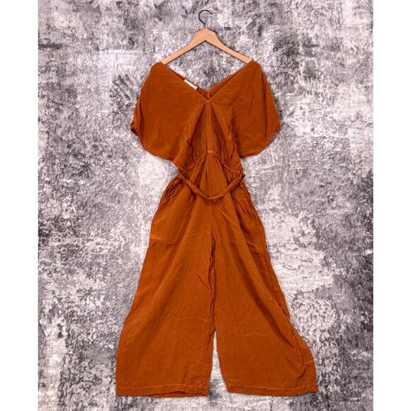 Anthropologie Jumpsuit Medium Womens Corey Lynn Calter Orange Cupro Wide Leg - Picture 1 of 9